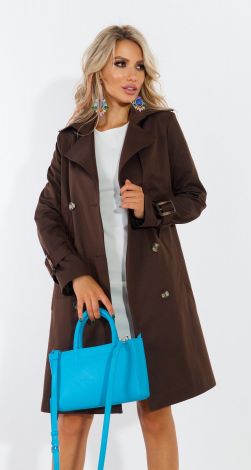 Stylish trench coat in chocolate color