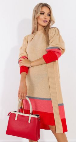 Knitted suit dress with cardigan with lurex