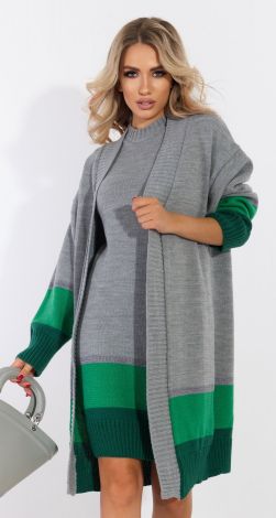 Knitted suit dress with cardigan with lurex