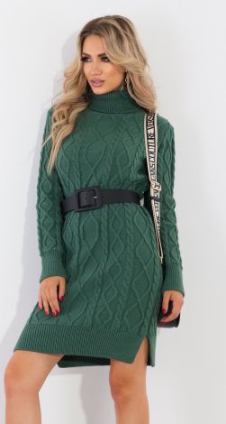 Knitted dress with braids