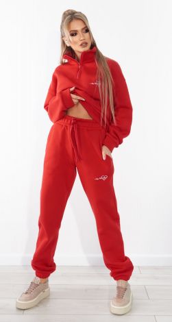 Warm fleece suit with embroidery