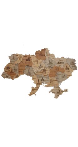3D wooden map of Ukraine