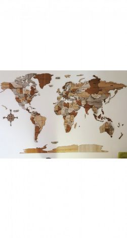 3D деревянная карта мира