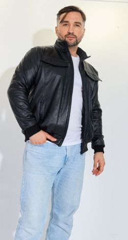 Men's eco leather jacket on suede