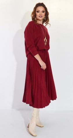 Suede suit with a skirt pleated