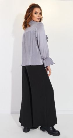 Silvery silk pleated blouse