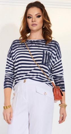 Striped knitted blouse