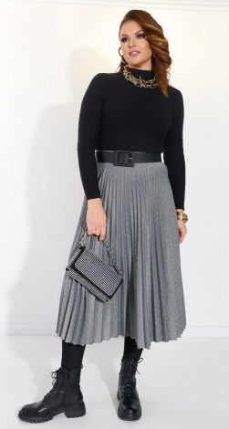 Long pleated jersey skirt