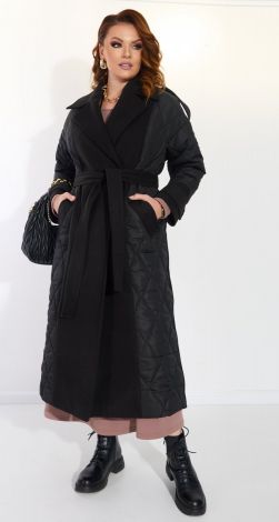 Комбіноване чорне пальто