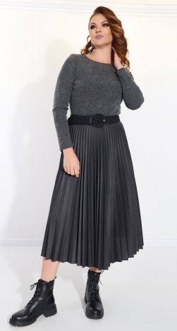 Gray dress with a pleated skirt