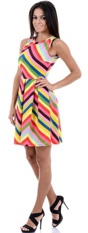 Bright sleeveless striped cocktail dress