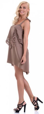 Sleeveless cute light brown dress