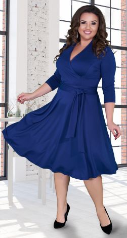 Wrap dress with flared skirt and belt