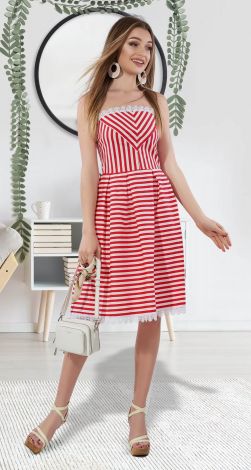 Striped sundress with lace
