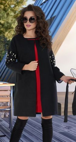 Black coat with pearls