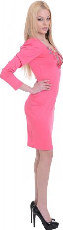 Нежное повседневное платье розового цвета с длинным рукавом
