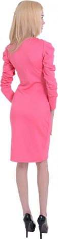 Нежное повседневное платье розового цвета с длинным рукавом