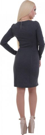 Fashionable gray cocktail dress with long sleeves