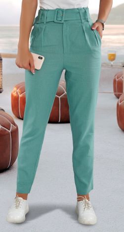 Linen trousers with strap