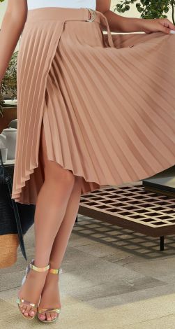 Wrap pleated skirt