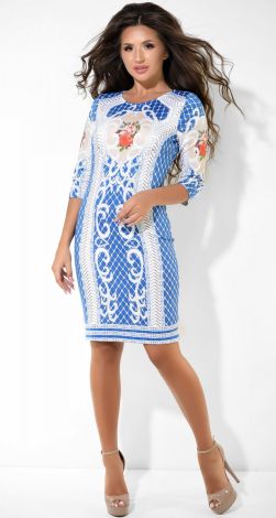 A charming blue dress with a pattern