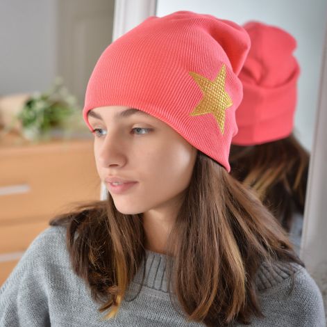 Cap for girls coral