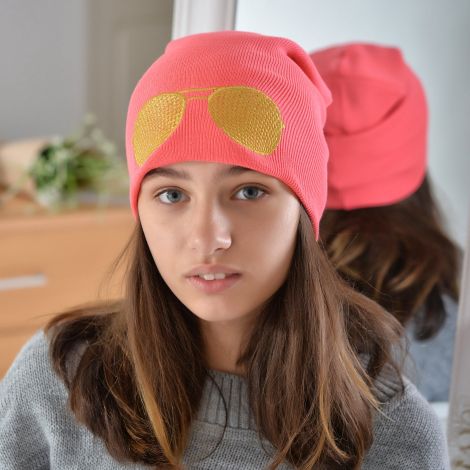 Cap for girls coral
