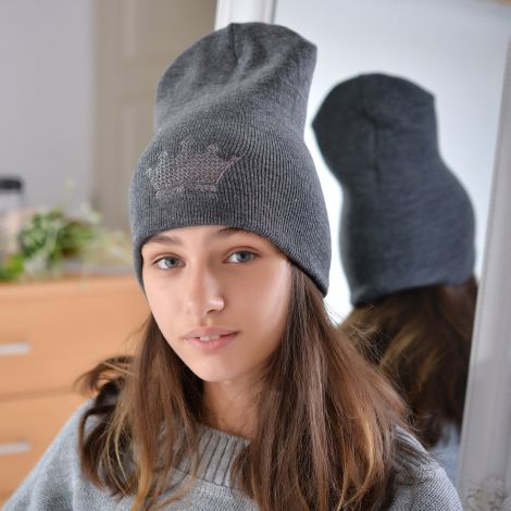 Hat for girls dark gray