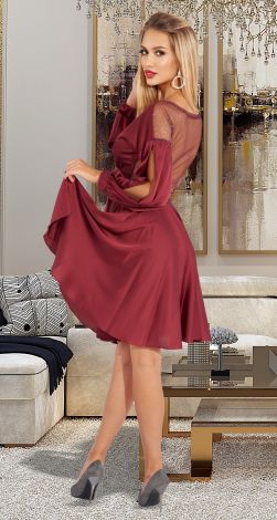 Silk dress with shimmering transparent back