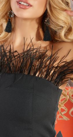 Corset dress with feathers