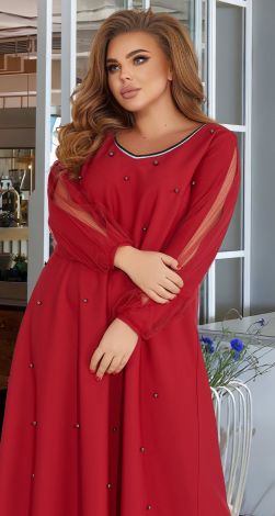 Long dress with pearls and beautiful plus size sleeves