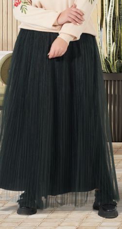 Plus size long pleated skirt