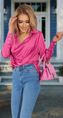 Рожева шовкова блуза