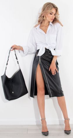 Black eco leather skirt