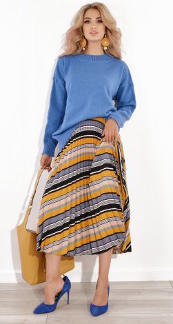 Pleated striped skirt