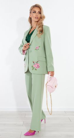 Trouser suit with embroidery