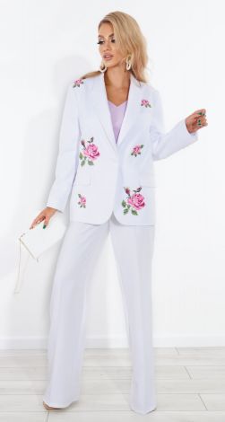 Trouser suit with embroidery