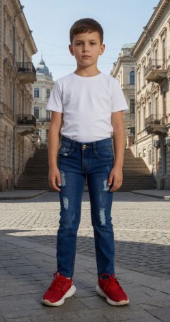 Ripped jeans for boys — stylish blue jeans with distressed details, ages 3–10