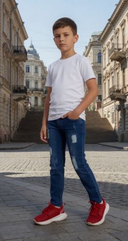 Ripped jeans for boys — stylish blue jeans with distressed details, ages 3–10