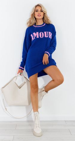 Sweater dress with an inscription