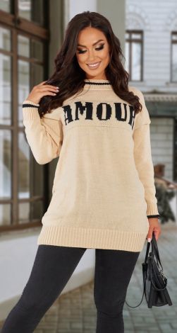 Sweater tunic with inscription