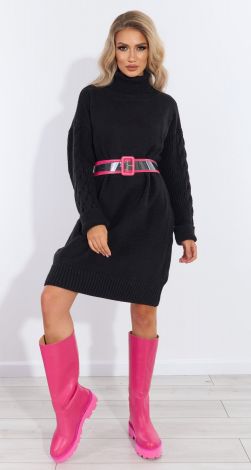 Knitted voluminous sweater dress with a pattern