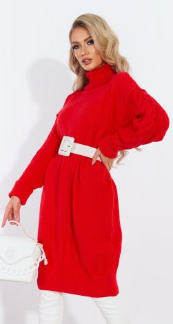 Knitted voluminous sweater dress with a pattern