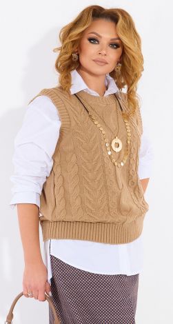 Knitted vest with braids