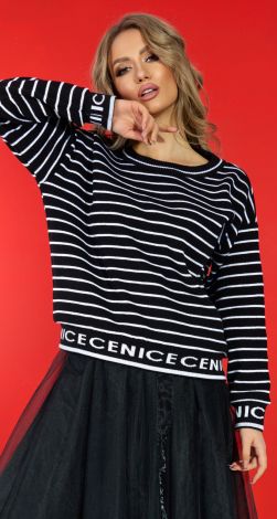 Striped sweater with beautiful elastic bands