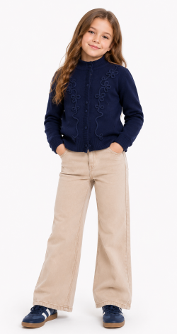 Blue girls' cardigan with ornament