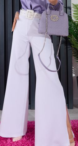 White trousers with slits