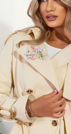 Cotton trench coat with embroidery