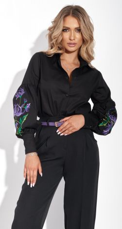 Black blouse with embroidery