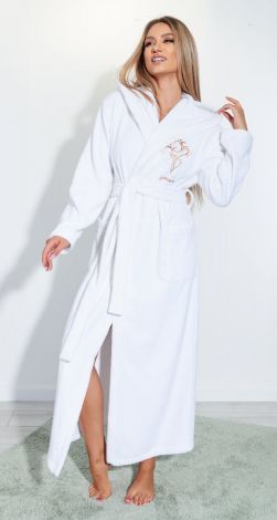Cotton terry dressing gown with embroidery